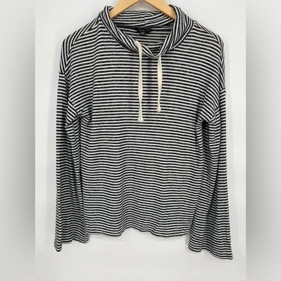 Lucky Brand Women’s Top Cowl Neck Stripes Oversized Classic Drawstring XS - Picture 1 of 8